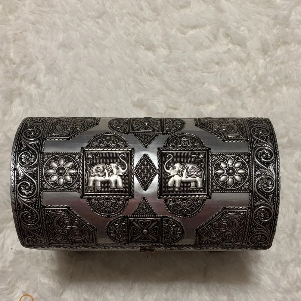 Brighton Silver Elephant Motif Jewelry Chest on rollers